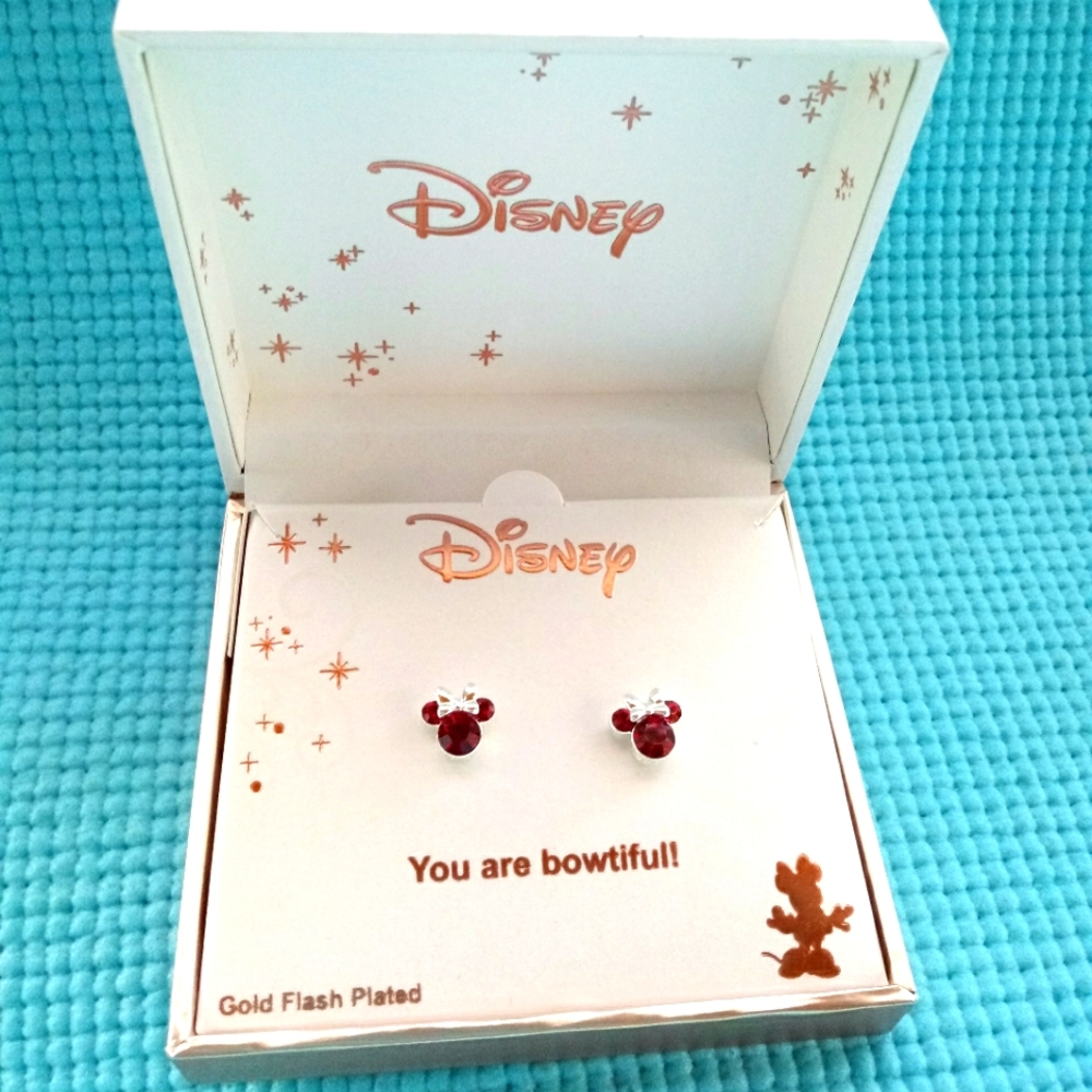 Disney Minnie Mouse Girls Gold Flash Plated Stud Earrings